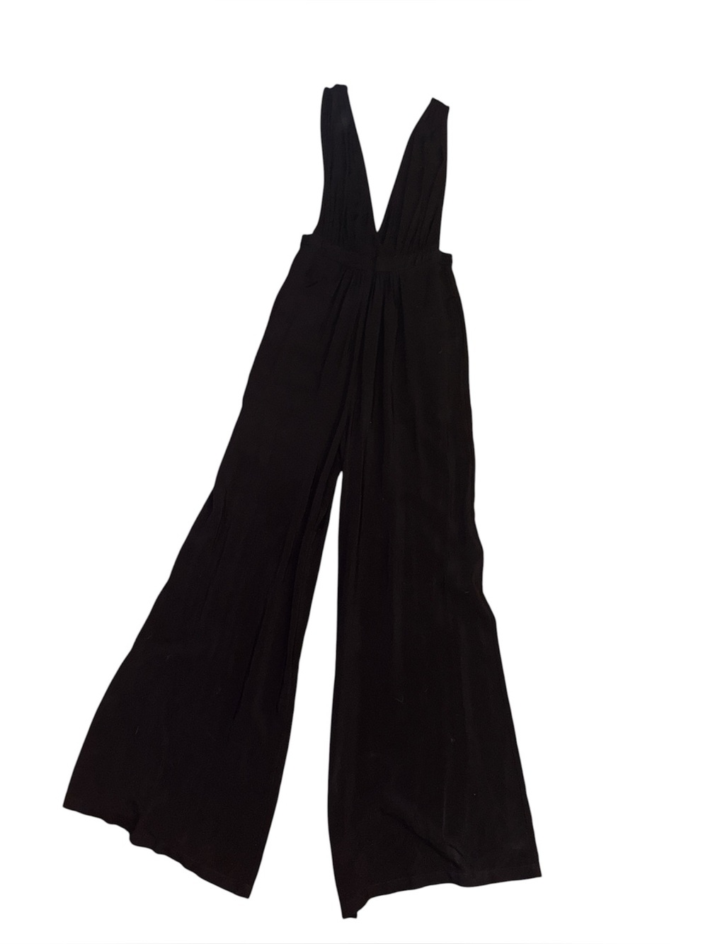 Black Wide-Leg Jumpsuit with Deep V-Neck pockets medium